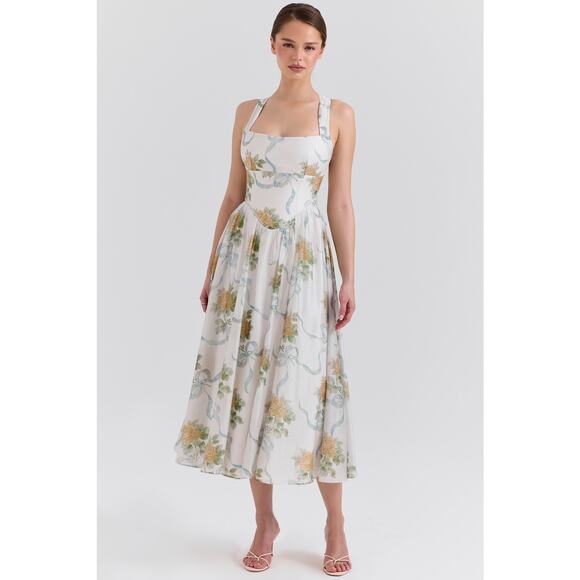 House of CB Dresses & Skirts - House of CB Minerva Soft Blue Vintage Ribbon Midi Dress